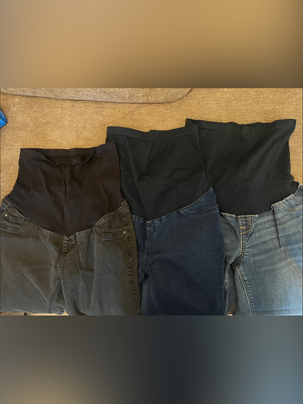 Indigo, Blue and Black Maternity Panel Jeans